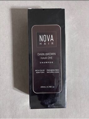 Nova Dark Brown Hair Dye Shampoo Box - Black Packaging